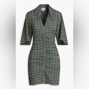 GANNI ruched seersucker minidress